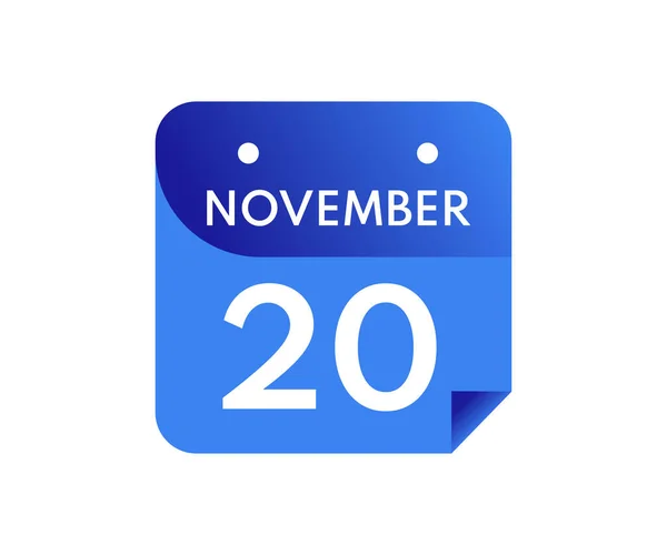 Listopada Pojedynczy Dzień Kalendarzu Białym Tle — Wektor stockowy