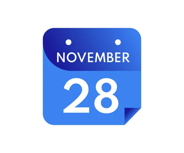 Novembre Journée Unique Dans Calendrier Isolé Sur Fond Blanc — Image vectorielle