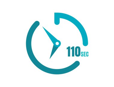 Zamanlayıcı 110 saniye basit simge tasarımı, 110 saniye saat. 110 saniye kronometre simgeleri