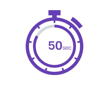 Zamanlayıcı 50 saniye simgesi, 50 saniye dijital zamanlayıcı. Saat ve saat, zamanlayıcı, geri sayım