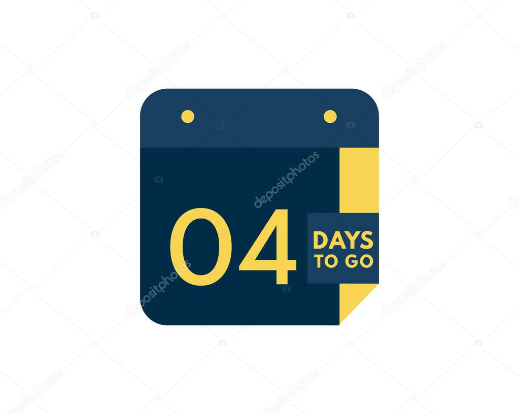 4 days to go calendar icon on white background, 4 days countdown, Countdown left days banner image