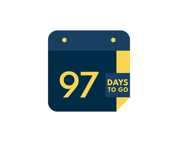 97 days to go calendar icon on white background, 97 days countdown, Countdown left days banner image