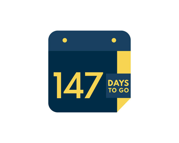 147 days to go calendar icon on white background, 147 days countdown, Countdown left days banner image