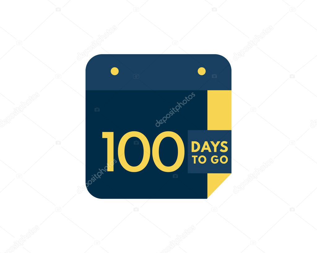 100 days to go calendar icon on white background, 100 days countdown, Countdown left days banner image