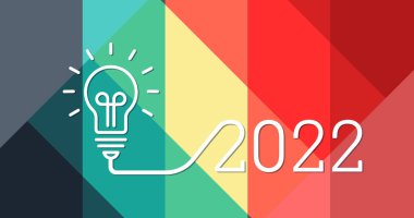 Creative light bulb idea with 2022 new year design, The solution, 2022 planning ideas. Business, 2022 glowing clipart