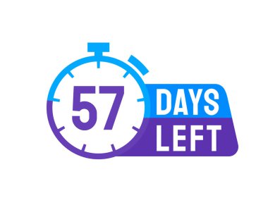 Beyaz arkaplanda 57 Gün Kaldı etiketi var. Soldaki Günler simgesi