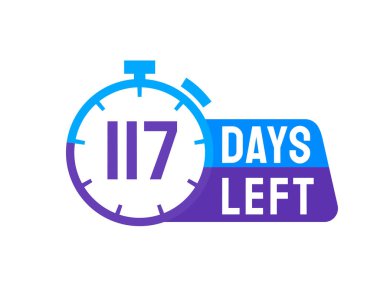 Beyaz arkaplanda 117 Gün Solu etiketi var. Soldaki Günler simgesi