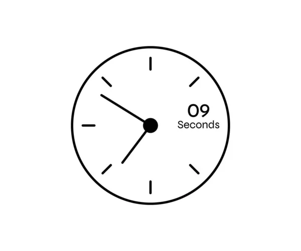 9秒カウントダウン現代的なタイマーアイコン ストップウォッチと時間計測画像を白い背景に分離 — ストックベクタ