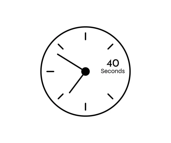 40秒カウントダウン現代的なタイマーアイコン ストップウォッチと時間計測画像を白い背景に分離 — ストックベクタ