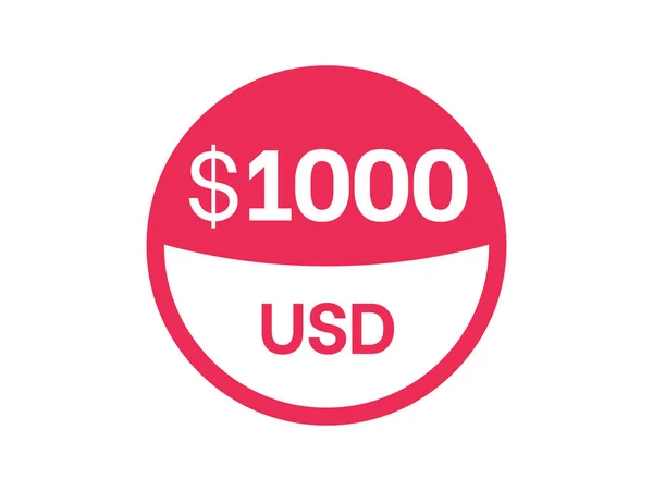 1000 Dolar Işareti Beyaz Arka Planda 1000 Dolarlık Rozet — Stok Vektör