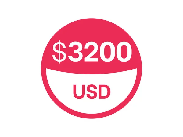 3200 Dollar Tecken 3200 Usd Badge Vit Bakgrund — Stock vektor
