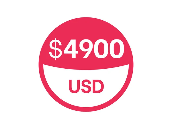 4900 Dólares Assinados 4900 Usd Distintivo Fundo Branco —  Vetores de Stock