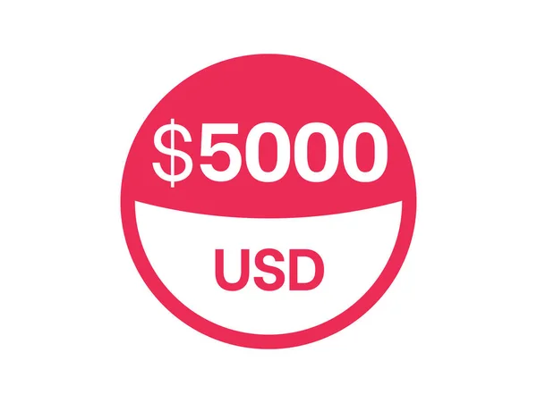 5000 Dollar Unterschrift 5000 Usd Abzeichen Auf Weißem Hintergrund — Stockvektor