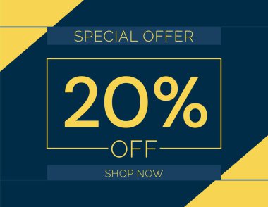 İndirimli özel teklif% 20 indirimli işaret,% 20 indirimli satış minimum pankart illüstrasyonu