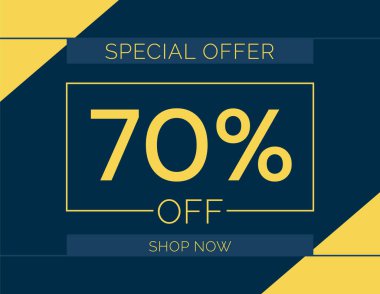 İndirimli özel teklif% 70 indirimli işaret,% 70 indirimli satış minimum pankart illüstrasyonu