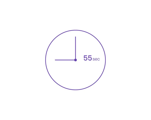 55秒 定时器55秒图标 秒表矢量图标 钟表计时器倒计时符号 — 图库矢量图片