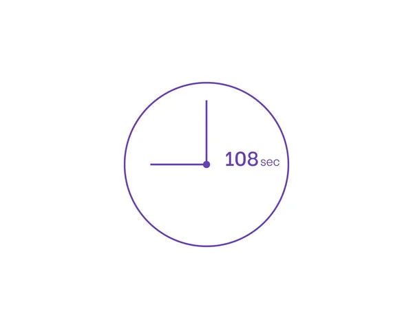 Die 108 Sekunden Timer 108 Sekunden Stoppuhr Vektor Symbol Uhr — Stockvektor