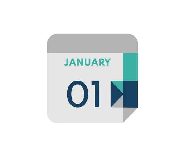 Enero Calendario Diario Plano Fecha Enero Calendario Solo Día Icono — Vector de stock