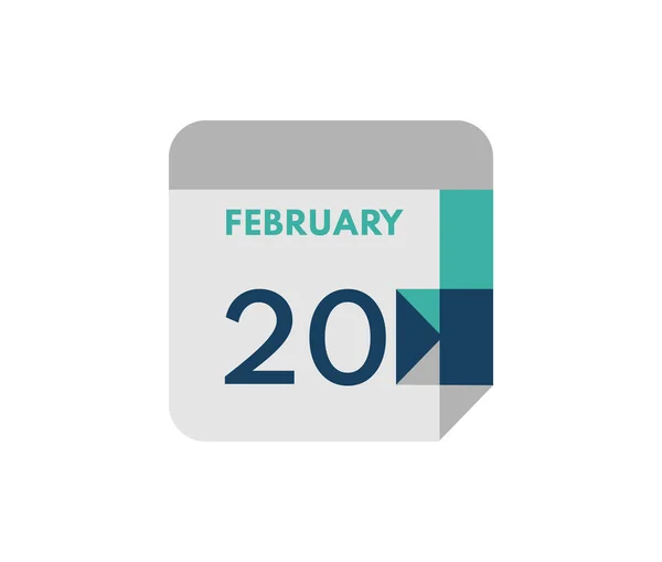 Febrero Calendario Diario Plano Fecha Febrero Calendario Solo Día Icono — Archivo Imágenes Vectoriales