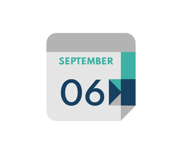 Września Płaski Dzień Kalendarzowy Września Single Day Calendar Icon — Wektor stockowy