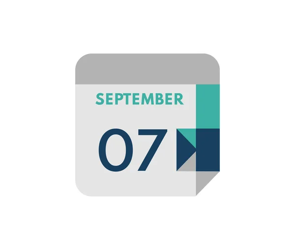 Września Płaski Dzień Kalendarzowy Września Single Day Calendar Icon — Wektor stockowy