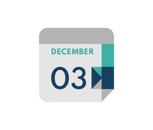 December Flat Daily Calendar Date December Single Day Calendar Icon — Stock Vector