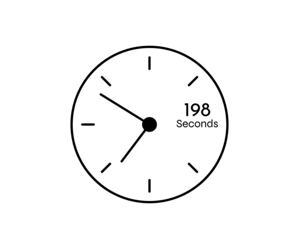 198 Seconden Countdown Modern Timer Icoon Stopwatch Tijdmeting Beeld Geïsoleerd — Stockvector