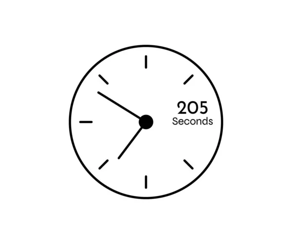 205秒カウントダウン現代的なタイマーアイコン ストップウォッチと時間計測画像を白い背景に分離 — ストックベクタ