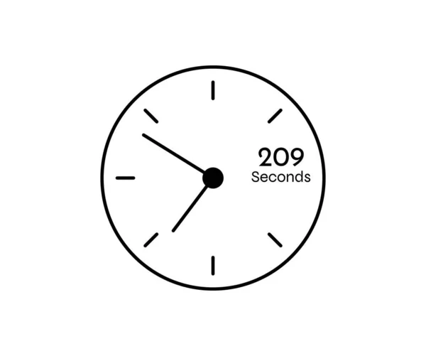 209 Sekunden Countdown Modernes Timer Symbol Stoppuhr Und Zeitmessung Isoliert — Stockvektor