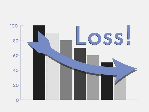 График Вниз Доходной Стреле Потеря Бизнеса Потеря Веса Таблице — стоковый вектор
