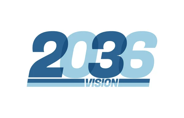 Felice Anno Nuovo 2036 Tipografia Logo 2036 Visione 2036 Capodanno — Vettoriale Stock
