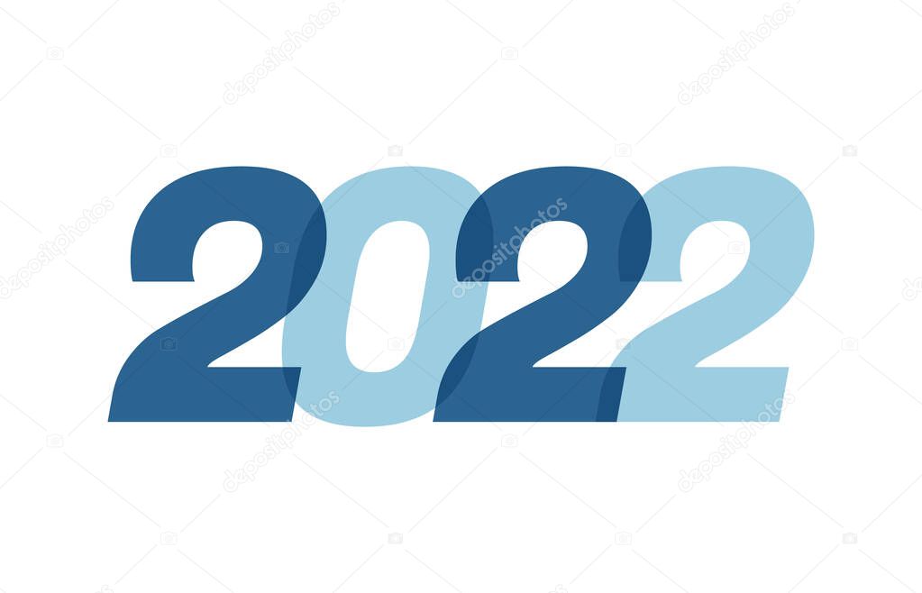 Happy New Year 2022 Text Design. 2022 Number logo design for Brochure design template, card, banner Isolated on white background. Vector illustration