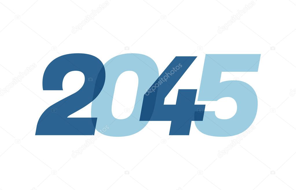 Happy New Year 2045 Text Design. 2045 Number logo design for Brochure design template, card, banner Isolated on white background. Vector illustration