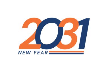 Happy New Year 2031 logo design, New Year 2031 text design isolated on white background