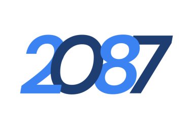 2087 Mutlu Yeni Yıl logosu, yeni yıl 2087 modern tasarım beyaz arka planda izole