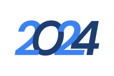 2024 Mutlu Yıllar logosu, yeni yıl 2024 modern tasarım beyaz arka planda izole