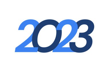 2023 Mutlu Yeni Yıl logosu, yeni yıl 2023 modern tasarım beyaz arka planda izole
