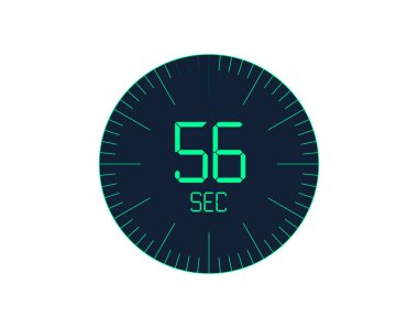 56 saniye zaman göstergesi, 56 saniye dijital zamanlayıcı. Saat ve saat, zamanlayıcı, geri sayım