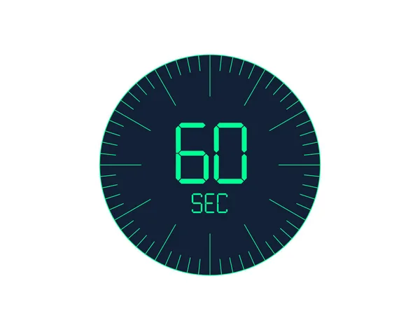 60秒タイマーアイコン 60秒デジタルタイマー 時計と時計タイマーカウントダウン — ストックベクタ