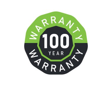 Beyaz arka planda 100 yıllık garanti logosu var. 100 yıllık garanti görüntüsü