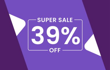 Süper İndirim Banner 'da% 39 indirimli, Beyaz arka planda vektör resimlerinde% 39 indirimli etiket