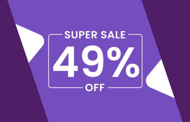 % 49 indirimli Banner,% 49 indirimli vektör illüstrasyonunda% 49 indirimli beyaz arka plan