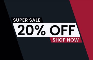 Yüzde 20 indirimli modern afiş vektör illüstrasyonu, Süper satış şimdi yüzde 20 indirimli