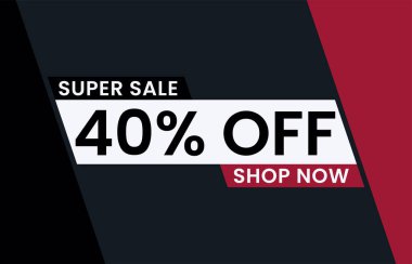 Yüzde 40 indirimli modern afiş vektör illüstrasyonu, Süper satış şimdi yüzde 40 indirimli