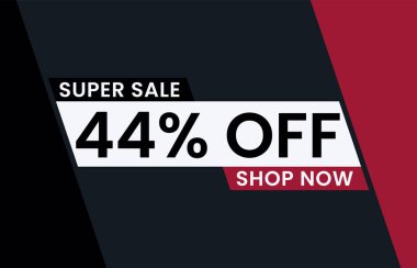 Yüzde 44 indirimli modern afiş vektör illüstrasyonu, Süper satış şimdi yüzde 44 indirimli