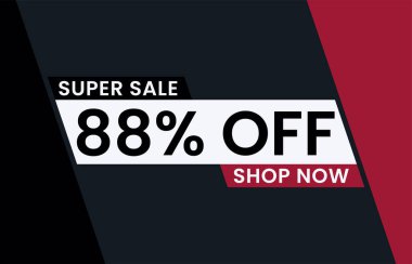 Yüzde 88 indirimli modern afiş vektör illüstrasyonu, Süper satış şimdi yüzde 88 indirimli