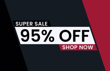 Yüzde 95 indirimli modern afiş vektör illüstrasyonu, Süper satış Şimdi yüzde 95 indirimli