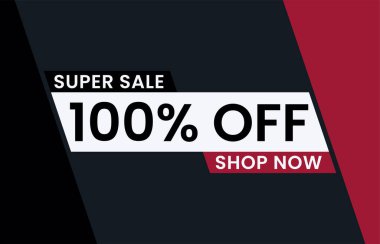 % 100 indirimli modern afiş vektör illüstrasyonu,% 100 indirimli satış.