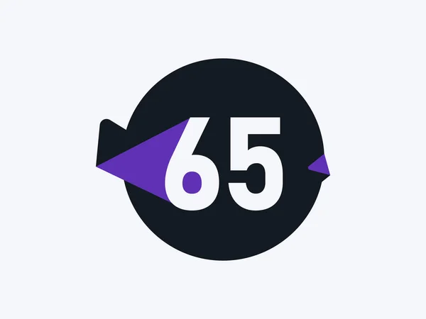 65番ロゴアイコンデザインベクトル画像 — ストックベクタ