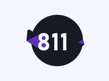 811 numaralı logo simgesi tasarım vektörü resmi